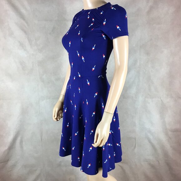 Unique Vintage Gwynnie Bee Red White Blue POPSICLE Print Dress XS - Picture 5 of 8